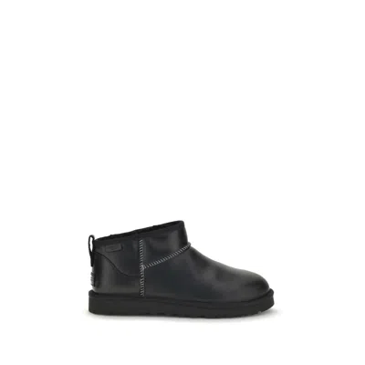 Ugg Ultra Mini Leather Snow Men's Boots In Black