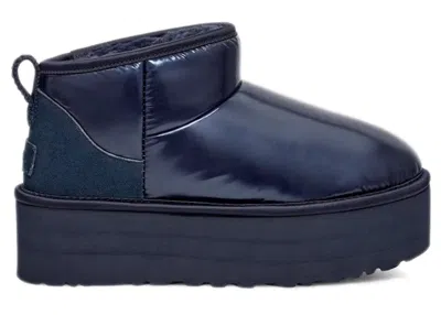 Pre-owned Ugg Ultra Mini Platform Hi Shine Boot (women's) Sneakers In Navy Blue Iridescent