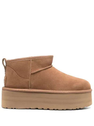 Ugg 'ultramini' Beige Boots With Platform