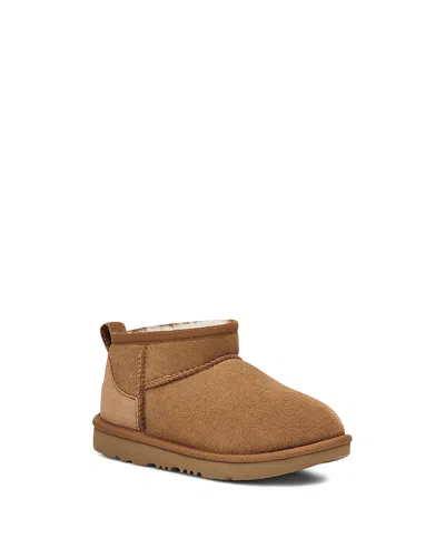Ugg Kids Classic Ultra Mini Twinface Sheepskin Booties In Chestnut