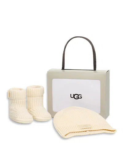 Ugg Kids' Unisex Skyler Bootie & Beanie Set - Baby In Cream