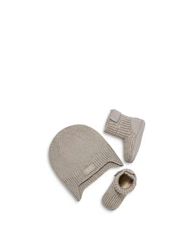 Ugg Kids' Unisex Skyler Bootie & Beanie Set - Baby In Grey