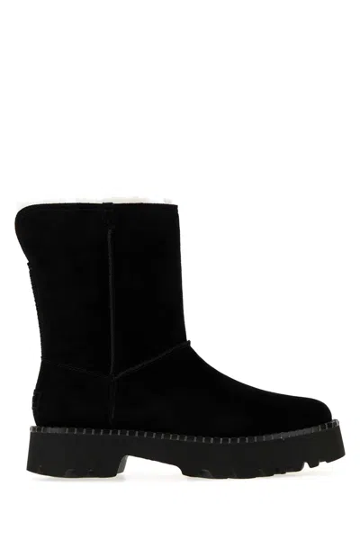 Ugg Uptowner Mini Ankle Boots In Suede With Shearling Lining In Black
