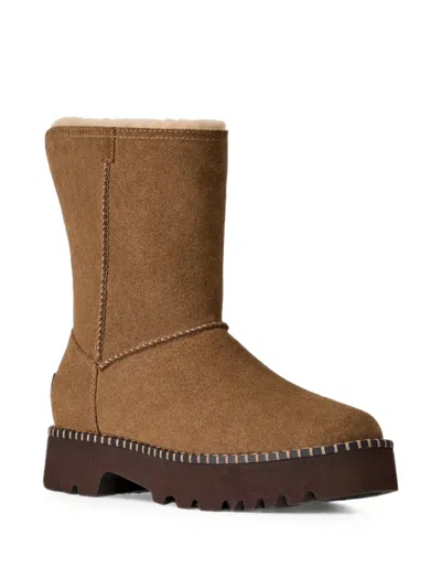 Ugg Uptowner Short Suede Boots In Brown