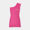 Ugg One Shoulder Knee-length Dress With Fuzzy Texture In Pink