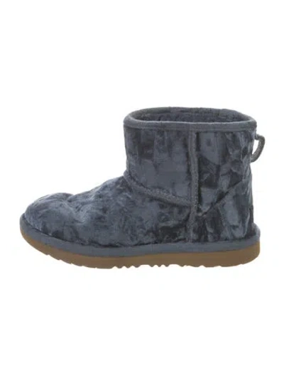 Pre-owned Ugg Velvet Patterned Boots In Blue