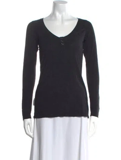 Pre-owned Ugg V-neck Long Sleeve Top In Black