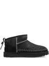 Ugg Black Classic Ultra Mini Biarritz Ankle Boots In Black