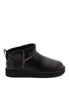 Ugg Womens Black Classic Ultra Mini Logo-patch Leather Ankle Boots Eur 40 / 7 Uk In Black