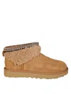 Ugg Suede Classic Ultra Mini Flatform Boots 30 In Beige