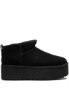 Ugg Classic Mini Platform Black Ankle Boots With Platform In Suede Woman In Black