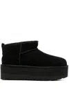 Ugg Ultramini Black Boots With Platform In Suede Woman In Black