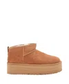 Ugg 'classic Mini Platform' Beige Ankle Boots With Platform In Brown