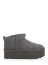 Ugg Classic Ultra Mini Platform Suede Ankle Boots In Gray