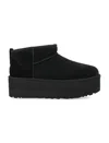 Ugg Ultramini Black Boots With Platform In Suede Woman In Multi