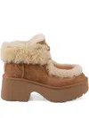 Ugg Esmee Beige Ankle Boots With Fur Detailing And Platform In Suede Woman In Brown