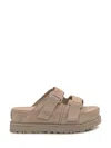 Ugg Goldenstar Hi Suede Slides Sand In Beige