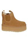 Ugg Neumel Brown Ankle Boots With Platform In Suede Leather In Brown