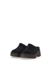 Ugg Womens Faux Fur Lined Leather Clogs In Black