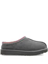 Ugg Tasman Ii Suede Slippers With Embroidered Trim In Gray