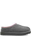 Ugg Tasman Ii Suede Slippers With Embroidered Trim In Gray
