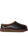 Ugg Tasman Leather Regen Slippers In Black