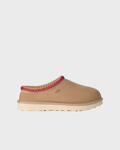 Ugg Tasman Ii Beige Mules With Round Toe And Embroidered Detail In Leather Woman In Brown