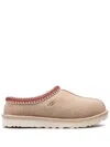 Ugg Tasman Wool-blend Fleece-lined Embroidered Suede Slippers In Brown