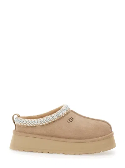 Ugg Tazz Beige Sabot With Embossed Logo In Suede Woman In Multi