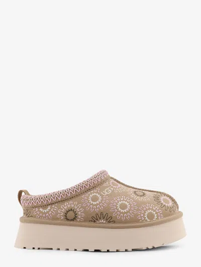 Ugg W Tazz Suede Sandals With Multicolor Embroidery In Brown