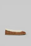 Ugg Soft Suede Ballet Flat With Plush Sheepskin Lining In Brown