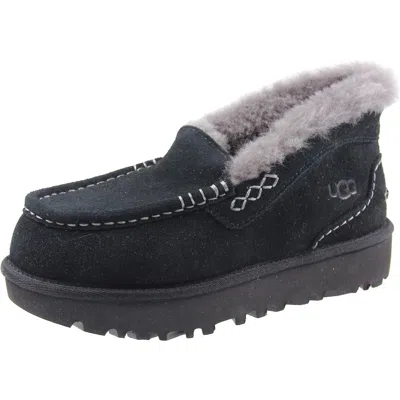 Ugg Wansley Womens Solid Faux Suede Slip-on Sneakers In Black