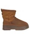 Ugg Waterproof Colour-block Ankle Boots With Shearling Trim In Brown