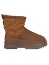 Ugg Waterproof Colour-block Ankle Boots With Shearling Trim In Brown