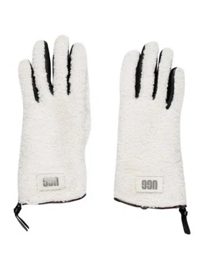 Pre-owned Ugg White Faux Fur Winter Gloves