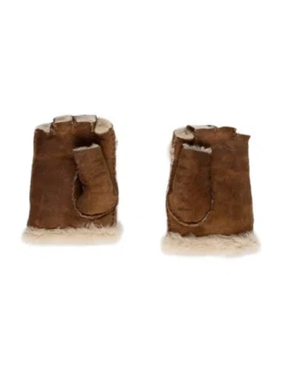 Pre-owned Ugg Winter Fingerless Mittens In Neutral
