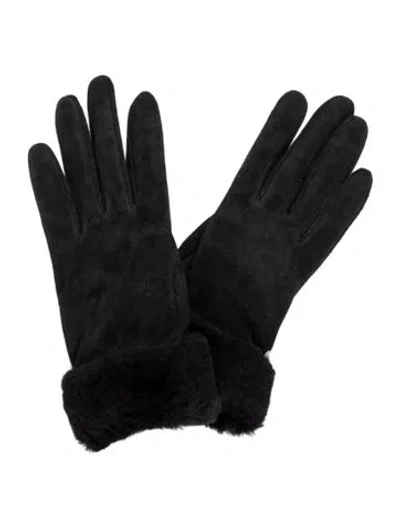 Pre-owned Ugg Winter Suede Gloves In Black