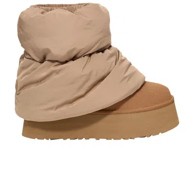 Pre-owned Ugg Wmns Classic Mini Dipper Puffer 'amphora Chestnut' | Tan | Women's Size 7 In Brown