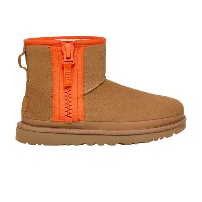 Pre-owned Ugg Wmns Classic Mini Zipper Tape Logo 'chestnut' | Tan | Women's Size 9 In Brown