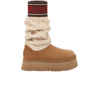 Pre-owned Ugg Wmns Classic Sweater Letter Boot 'chestnut' In Brown