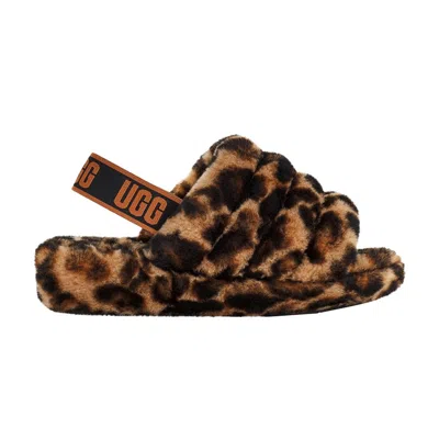 Pre-owned Ugg Wmns Fluff Yeah Slide 'panther Print - Butterscotch' | Brown | Women's Size 10