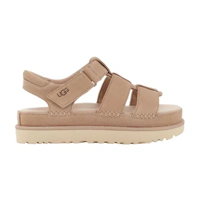 Pre-owned Ugg Wmns Goldenstar Strap Platform Sandal 'driftwood' In Cream