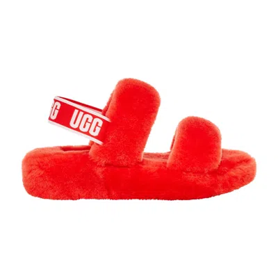 Pre-owned Ugg Wmns Oh Yeah Slide 'lava Flow' | Red | Women's Size 7