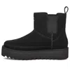 Ugg Chelsea Platform Mini "black Suede" Boots In Black