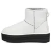 Ugg Classic Mini Womens Leather Cozy Ankle Boots In White