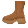 Ugg Womens Tan New Heights Mini Platform Suede Boots Eur 38/5 Uk In Brown
