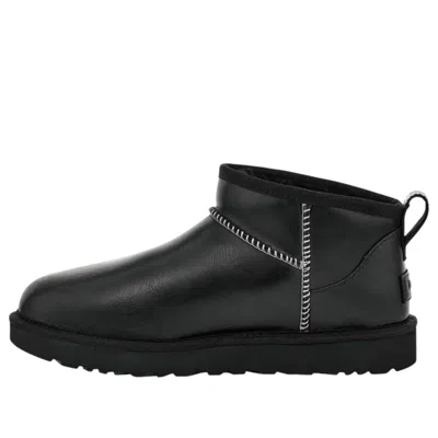 UGG (WMNS) UGG CLASSIC ULTRA MINI LTHR REGEN SNOW BOOTS 'BLACK'