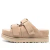 Ugg Goldenstar Hi Suede Slides Sand In Brown