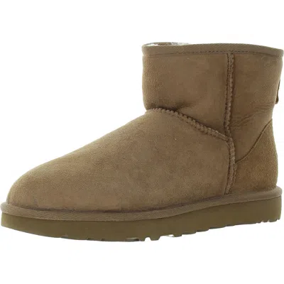 Ugg Wneumel Womens Zipper Wool Shearling Boots In Pink