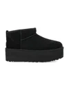 Ugg Ultramini Black Boots With Platform In Suede Woman In Multi